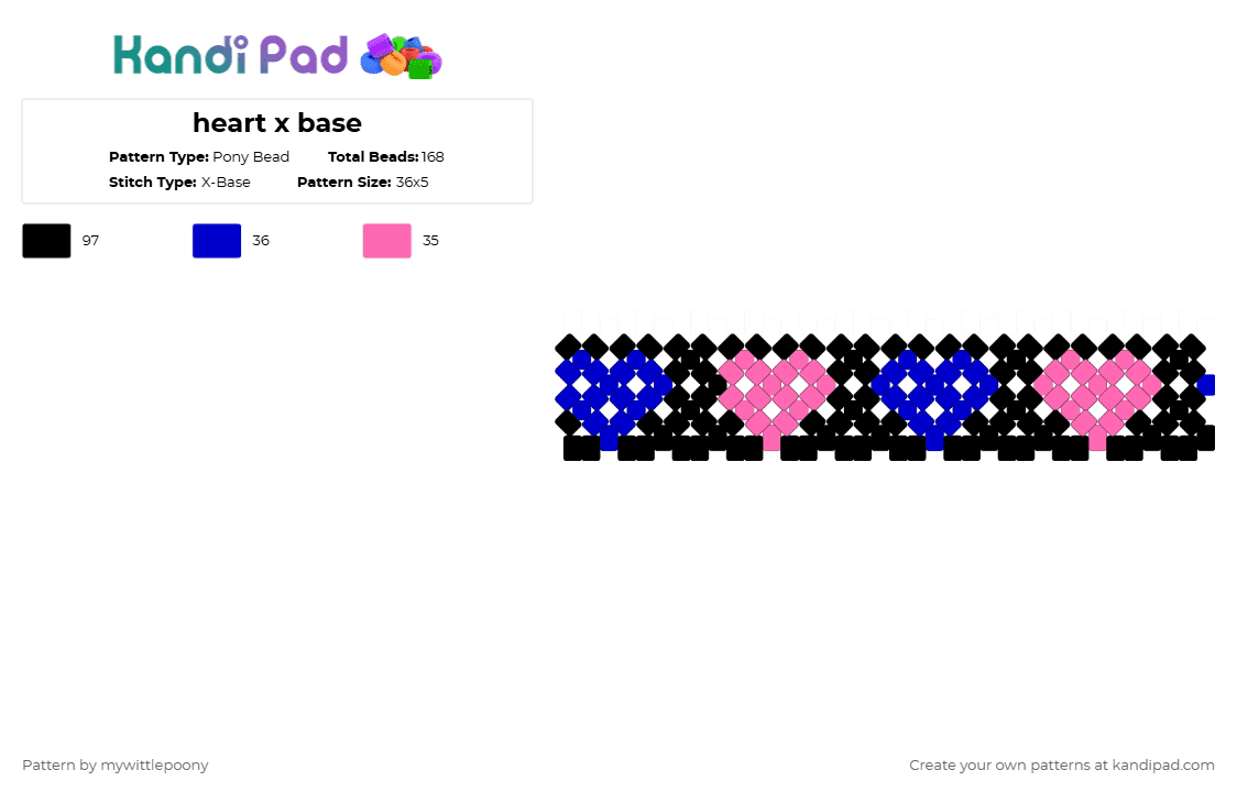 heart x base - Pony Bead Pattern by mywittlepoony on Kandi Pad - pink,purple,tv girl,x base,heart