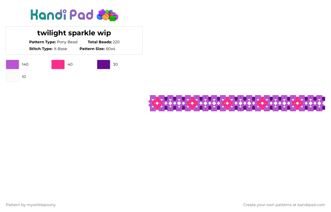 twilight sparkle wip - Pony Bead Pattern by mywittlepoony on Kandi Pad - pink,mlp,my little pony