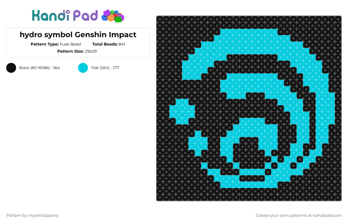 hydro symbol Genshin Impact - Fuse Bead Pattern by mywittlepoony on Kandi Pad - light blue,black