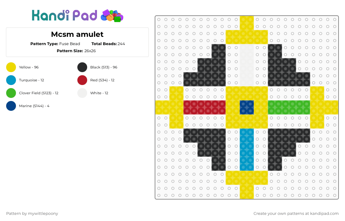 Mcsm amulet Fuse Bead Pattern - Kandi Pad | Kandi Patterns, Fuse Bead ...