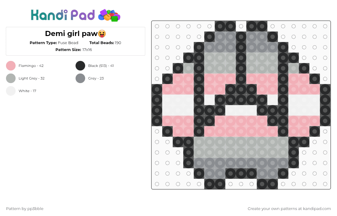Demi girl paw😛 - Fuse Bead Pattern by pp3bble on Kandi Pad - beige,perlerbeads,demigirl,perler,pride,paw