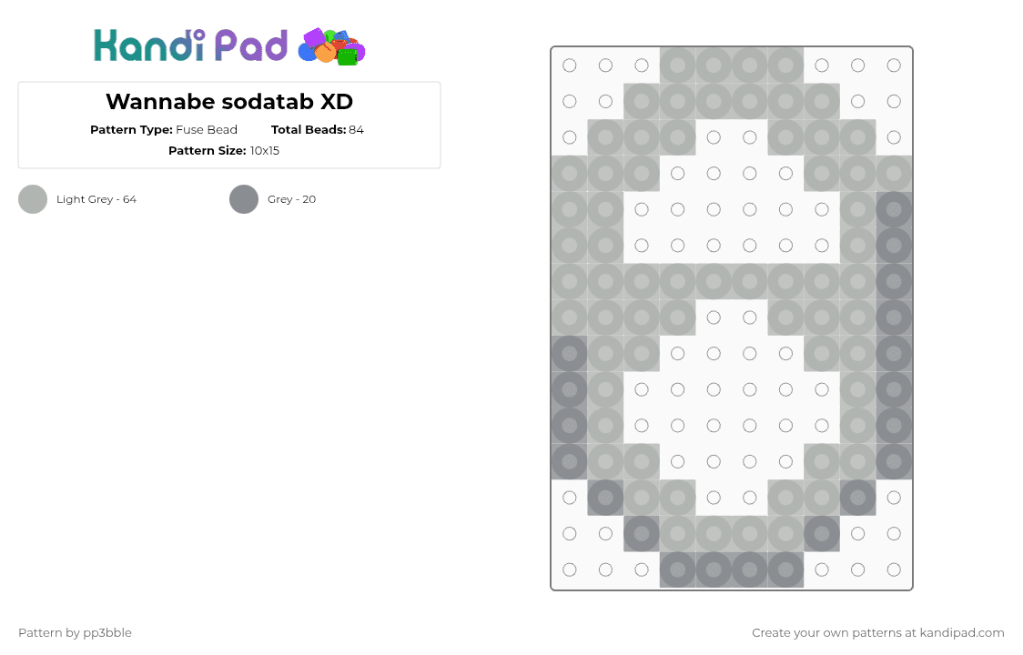 Wannabe sodatab XD - Fuse Bead Pattern by pp3bble on Kandi Pad - beige,sodatab,wow,grey,perlers,perlerbeads,yummy