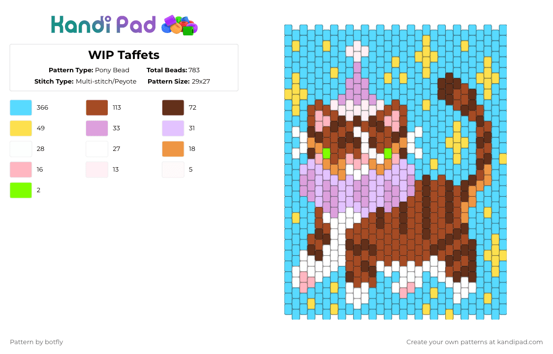 WIP Taffets - Pony Bead Pattern by botfly on Kandi Pad - light blue, red