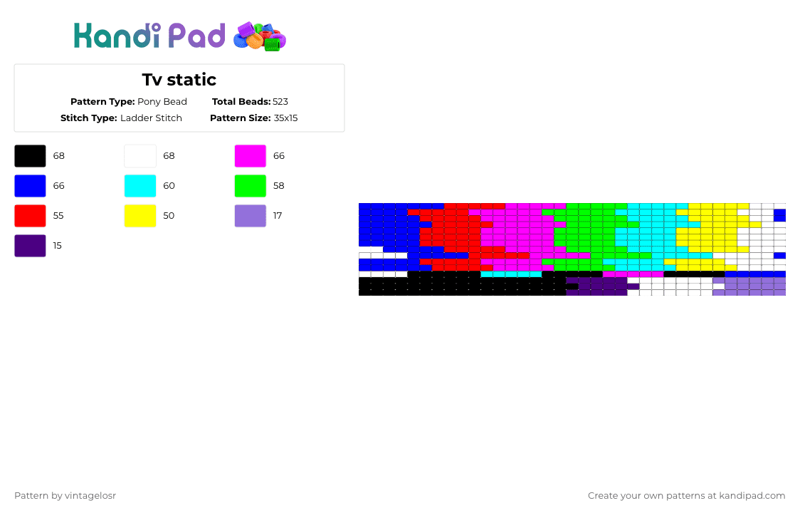 Tv static - Pony Bead Pattern by vintagelosr on Kandi Pad - purple,light blue,pink