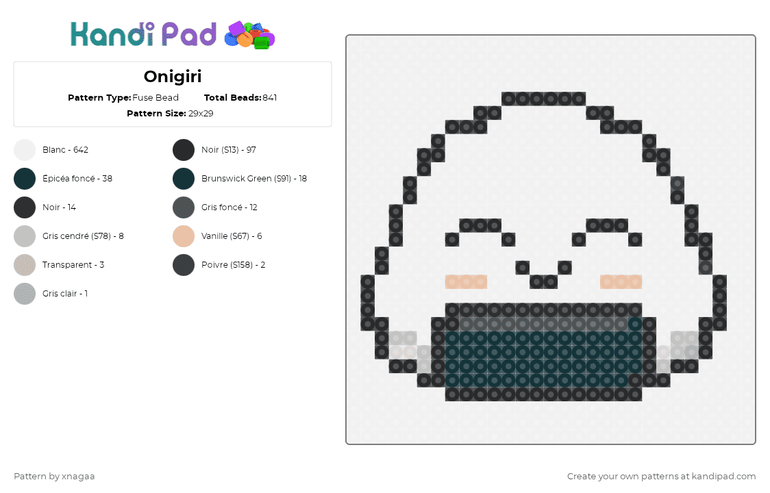 Onigiri - Fuse Bead Pattern by xnagaa on Kandi Pad - white,beige,gray