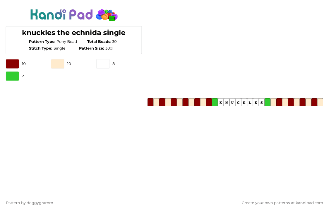 knuckles the echnida single - Pony Bead Pattern by fixshb0wl on Kandi Pad - beige, red