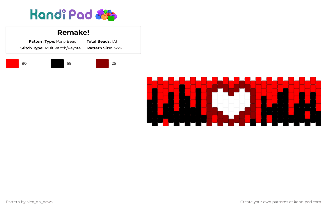 Remake! - Pony Bead Pattern by alex_on_paws on Kandi Pad - black, red