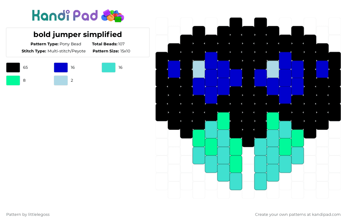 bold jumper simplified - Pony Bead Pattern by littlelegoss on Kandi Pad - black,purple,light blue