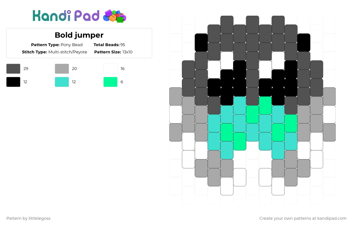 Bold jumper - Pony Bead Pattern by littlelegoss on Kandi Pad - gray,beige,spider,jumping,jumper,jumping spider,cute,arachnid,bold jumper