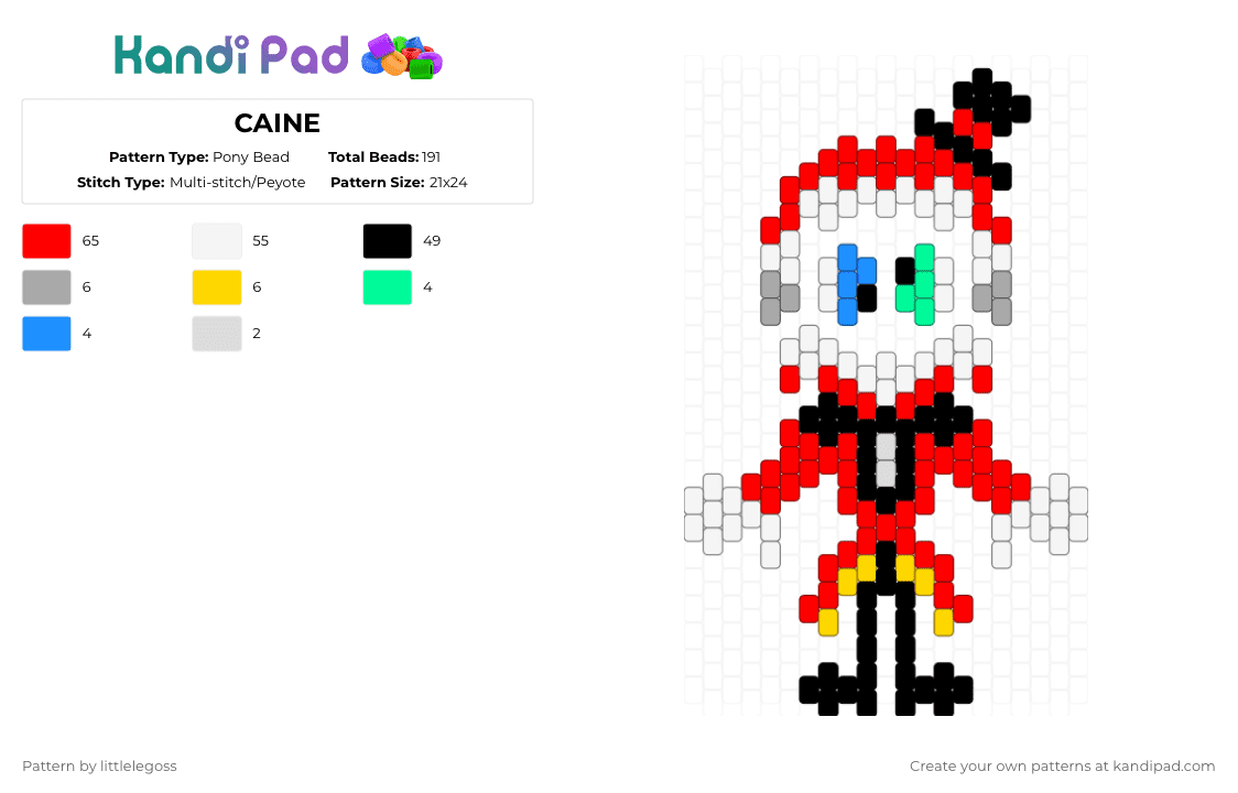 CAINE - Pony Bead Pattern by littlelegoss on Kandi Pad - red