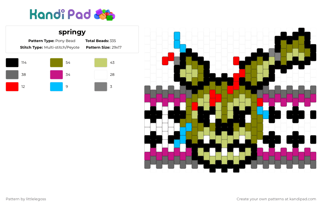 springy - Pony Bead Pattern by littlelegoss on Kandi Pad - gold,yellow,gray,pink