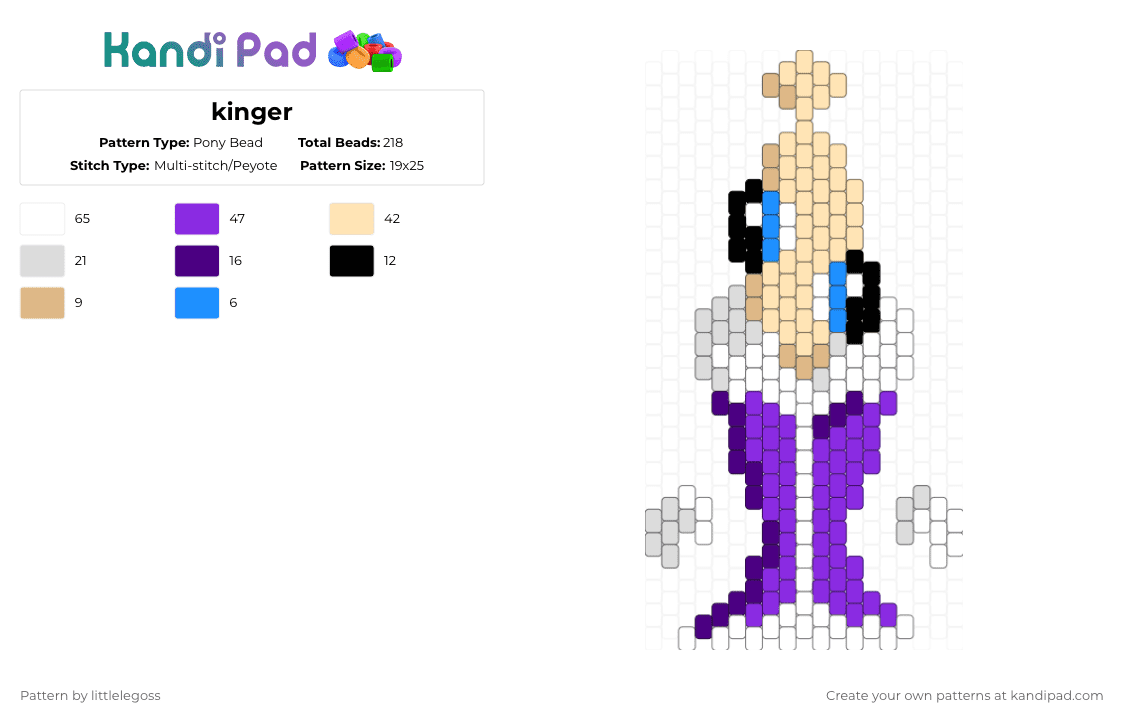 kinger - Pony Bead Pattern by littlelegoss on Kandi Pad - beige,purple