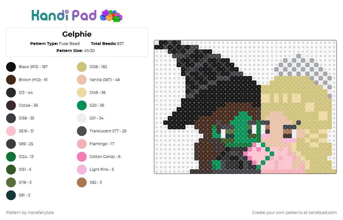 Gelphie - Fuse Bead Pattern by noirefairytale on Kandi Pad - beige,brown,wicked,wicked galinda,glinda,galinda,elphie,elphaba