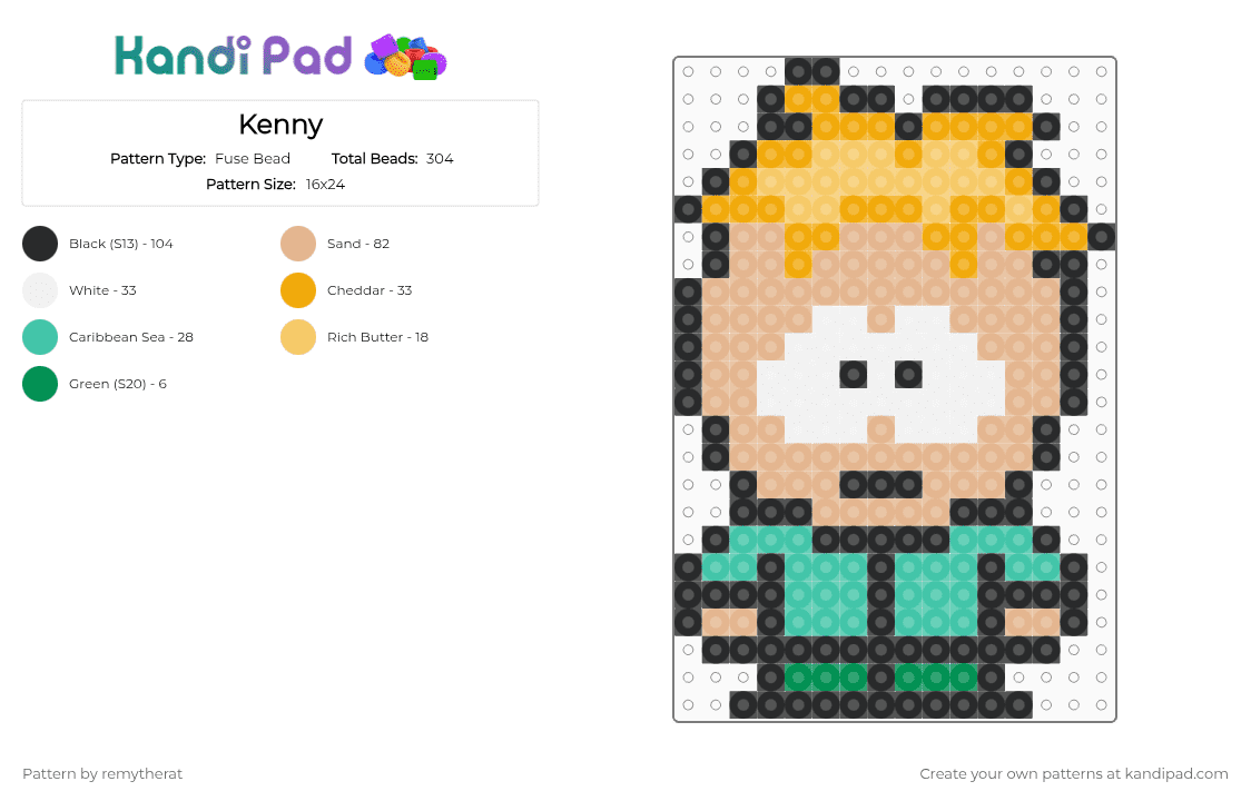 Butters - Fuse Bead Pattern by remytherat on Kandi Pad - beige,orange