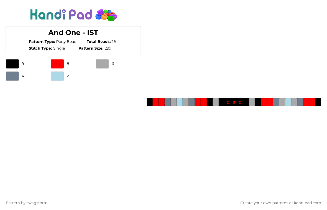 And One - IST - Pony Bead Pattern by swagstorm on Kandi Pad - red,beige