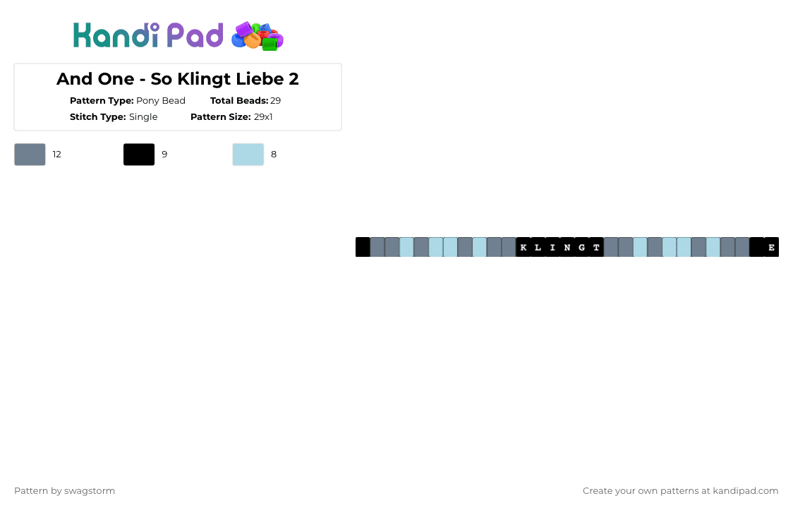 And One - So Klingt Liebe 2 - Pony Bead Pattern by swagstorm on Kandi Pad - gray,light blue