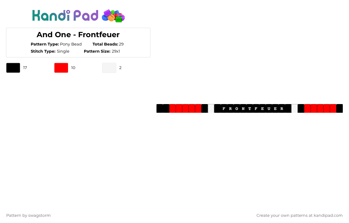 And One - Frontfeuer - Pony Bead Pattern by swagstorm on Kandi Pad - red