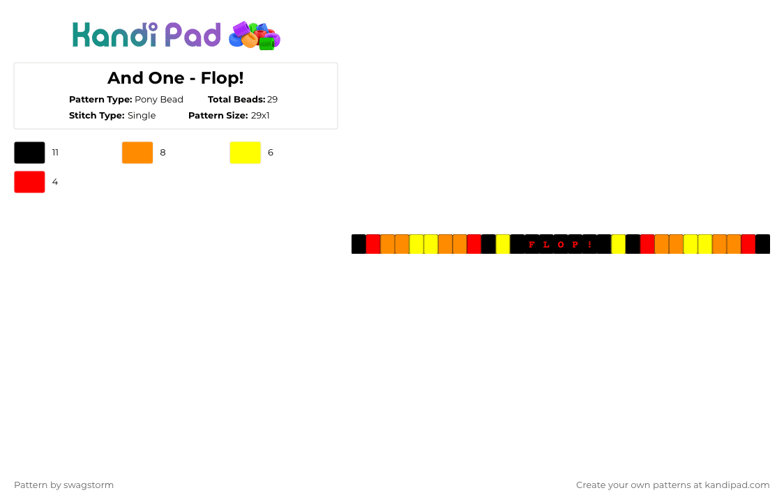 And One - Flop! - Pony Bead Pattern by swagstorm on Kandi Pad - orange,yellow