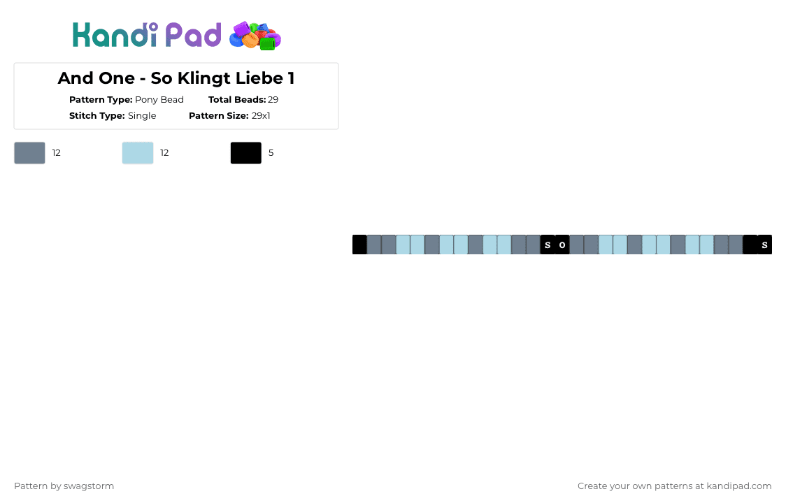 And One - So Klingt Liebe 1 - Pony Bead Pattern by swagstorm on Kandi Pad - gray,light blue