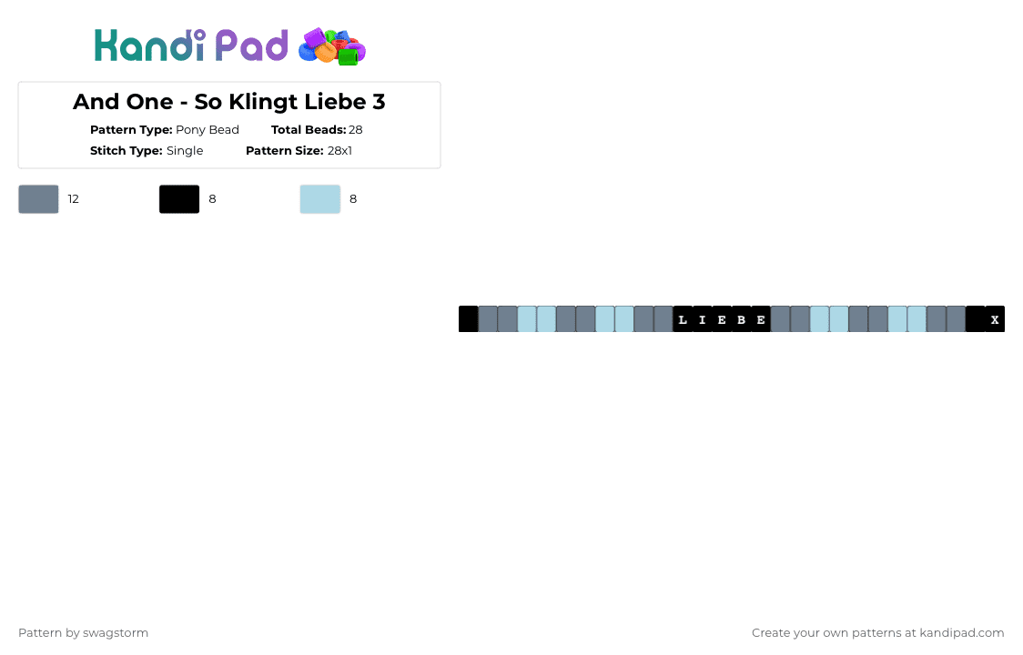 And One - So Klingt Liebe 3 - Pony Bead Pattern by swagstorm on Kandi Pad - gray,light blue