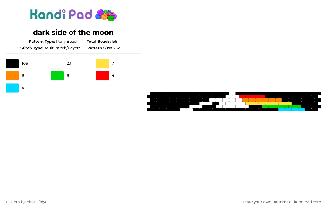 dark side of the moon - Pony Bead Pattern by pink_-floyd on Kandi Pad - black,white,yellow,colorful