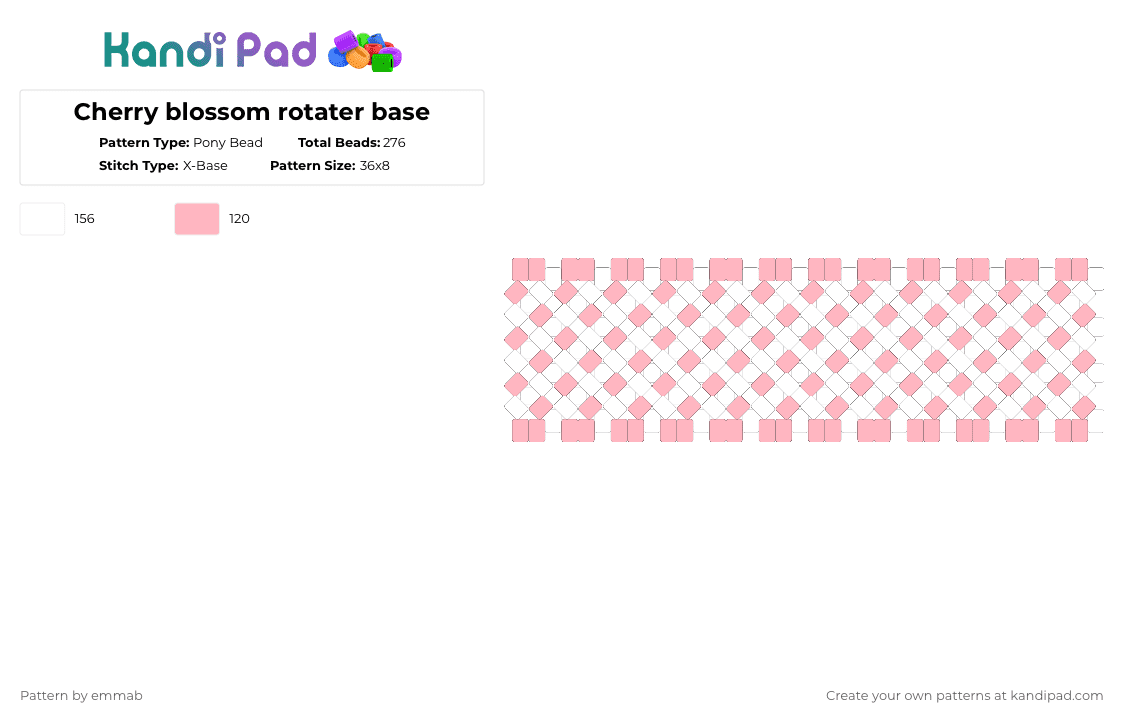 Cherry blossom rotater base - Pony Bead Pattern by krazy_kat_lover on Kandi Pad - pink,white