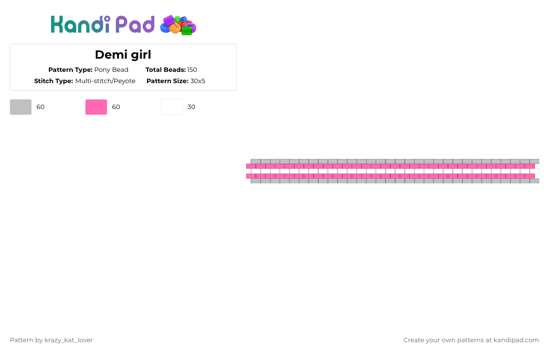 Demi girl - Pony Bead Pattern by krazy_kat_lover on Kandi Pad - beige,pink
