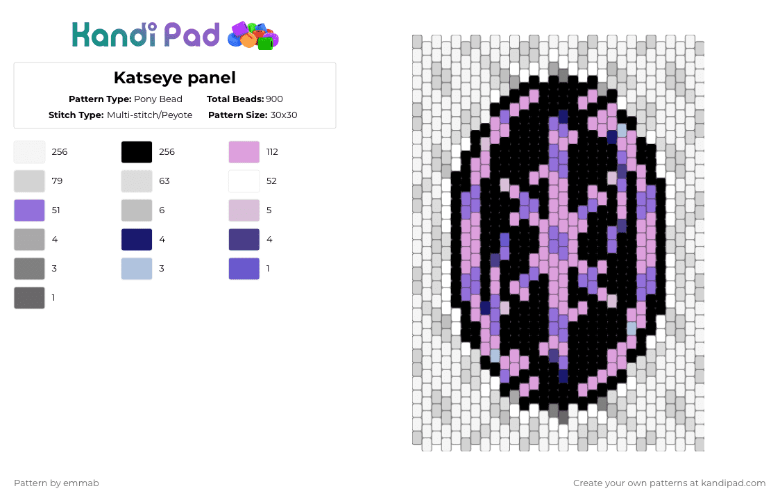 Katseye panel - Pony Bead Pattern by krazy_kat_lover on Kandi Pad - white,pink,purple