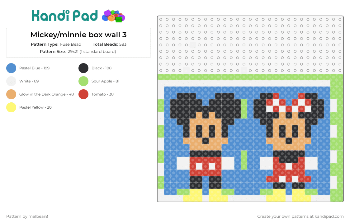 Mickey/minnie box wall 3 - Fuse Bead Pattern by melbear8 on Kandi Pad - mickey mouse,minnie mouse,disney,3d