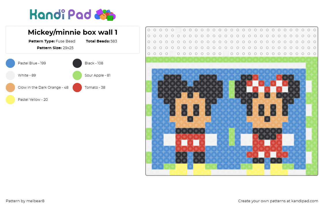 Mickey/minnie box wall 1 - Fuse Bead Pattern by melbear8 on Kandi Pad - mickey mouse,minnie mouse,disney,3d