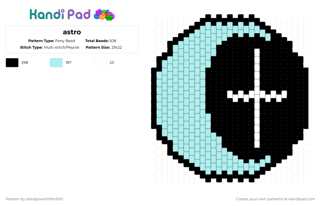 astro - Pony Bead Pattern by dandysworldfan500 on Kandi Pad - light blue