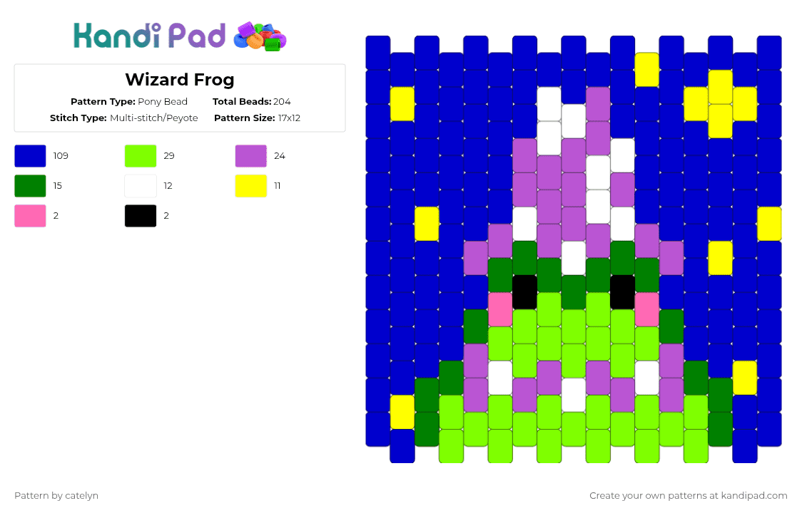 Wizard Frog Pony Bead Pattern - Kandi Pad | Kandi Patterns, Fuse Bead ...
