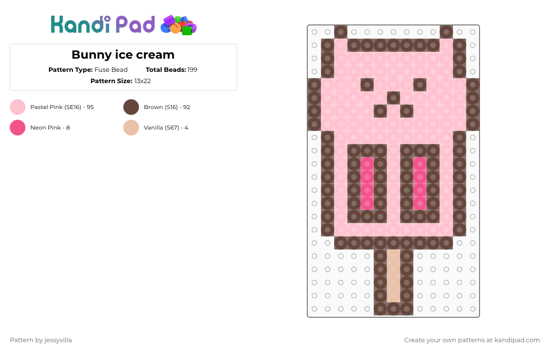 Bunny ice cream - Fuse Bead Pattern by jessyvilla on Kandi Pad - brown, pink