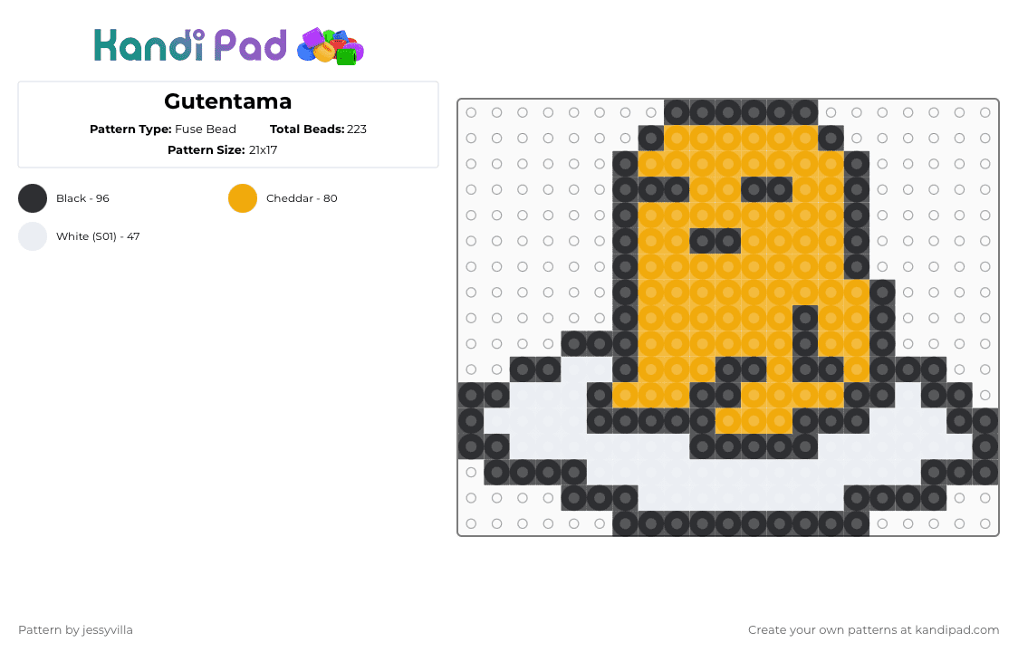 Gutentama - Fuse Bead Pattern by jessyvilla on Kandi Pad - orange,white