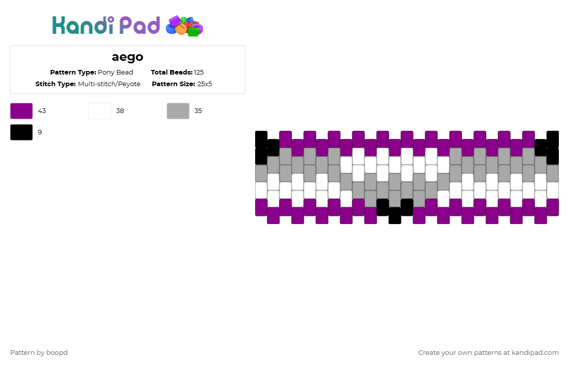 aego - Pony Bead Pattern by boopd on Kandi Pad - beige, pink