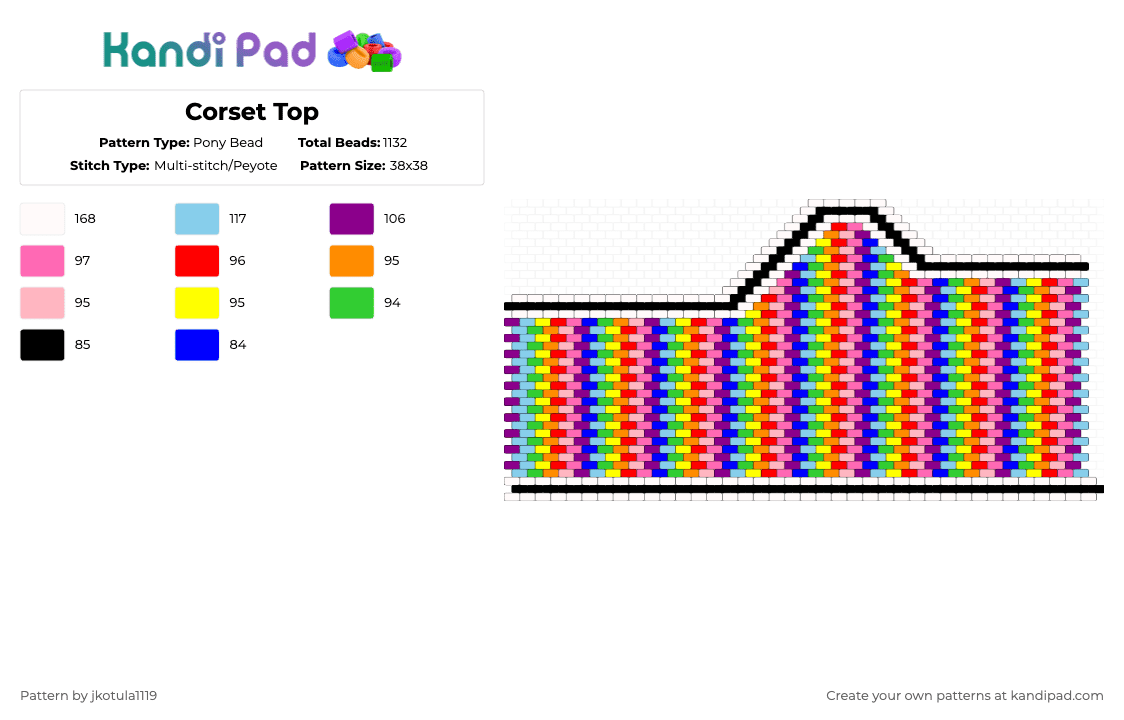 Corset Top - Pony Bead Pattern by jkotula1119 on Kandi Pad - pink,light blue