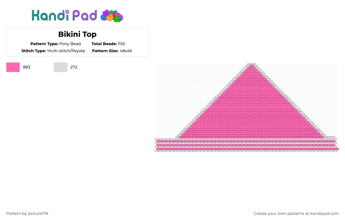Bikini Top - Pony Bead Pattern by jkotula1119 on Kandi Pad - pink