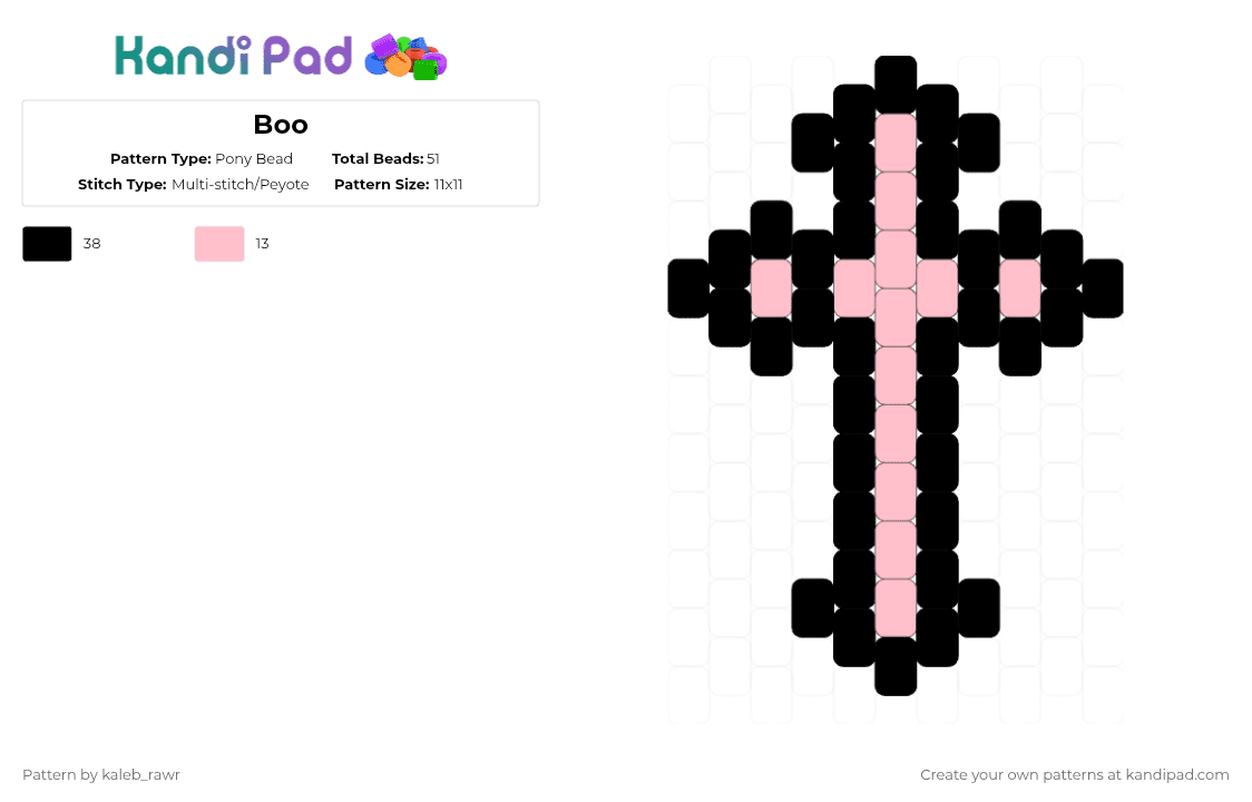 Boo - Pony Bead Pattern by kaleb_rawr on Kandi Pad - black