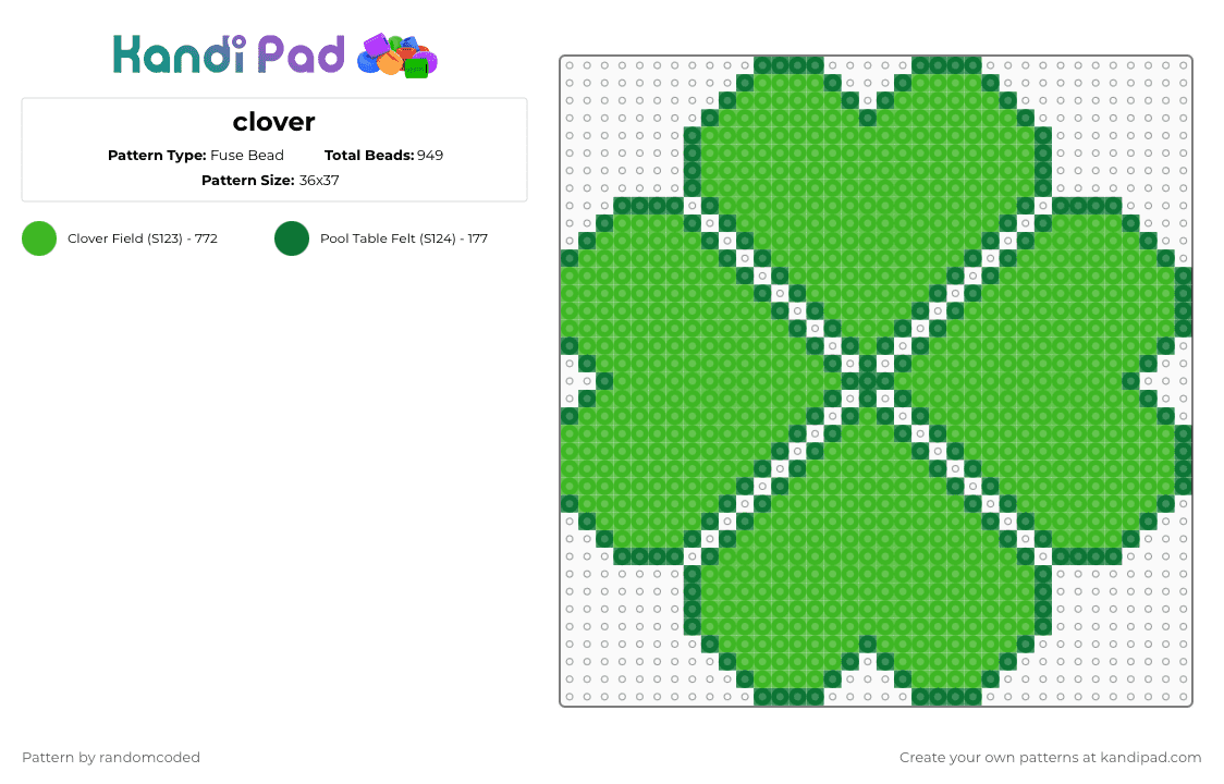 clover - Fuse Bead Pattern by randomcoded on Kandi Pad - green
