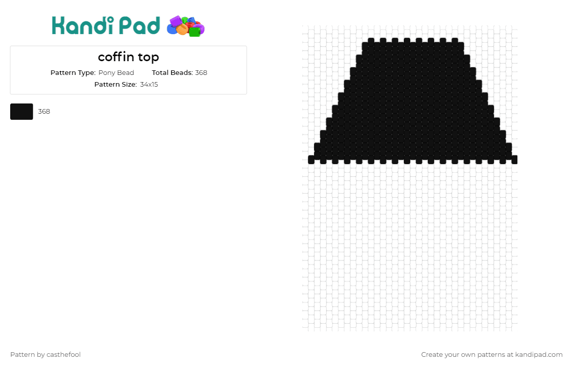 coffin top - Pony Bead Pattern by casthefool on Kandi Pad - coffin,3d,gothic,edgy,thematic,gift,unique,touch,black