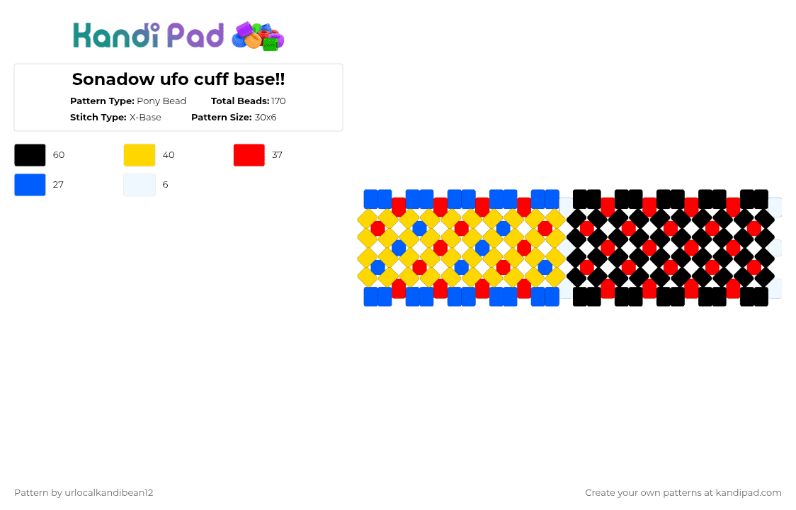 Sonadow ufo cuff base!! - Pony Bead Pattern by urlocalkandibean12 on Kandi Pad - base, game, gay ship, red, shadow, ship, sonadow, sonic, sonic the hedgehog, yellow