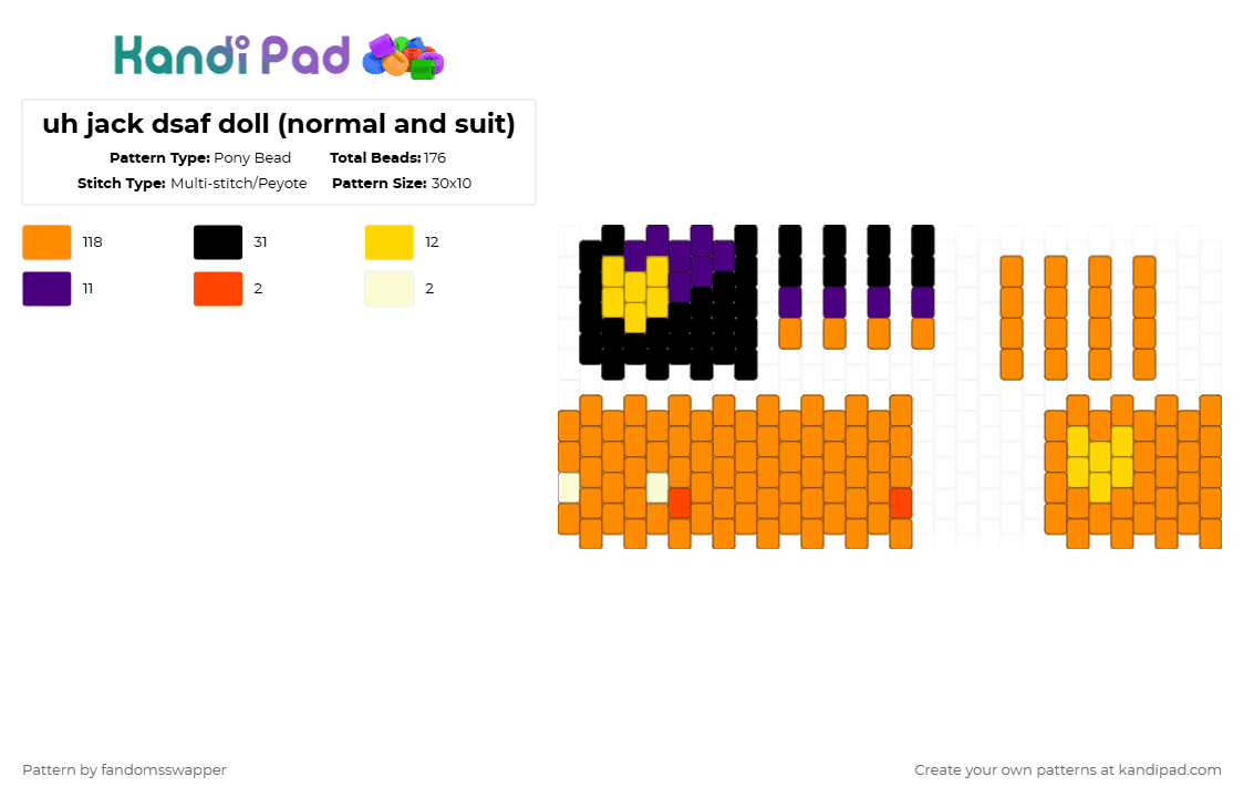 uh jack dsaf doll (normal and suit) - Pony Bead Pattern by fandomsswapper on Kandi Pad - orange,dayshift at freddys,dsaf,jack kennedy,jack dsaf