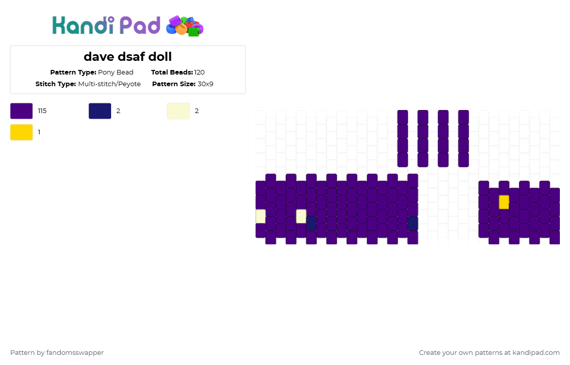 dave dsaf doll - Pony Bead Pattern by fandomsswapper on Kandi Pad - purple,dayshift at freddys,dsaf,dave dsaf,dave miller dsaf