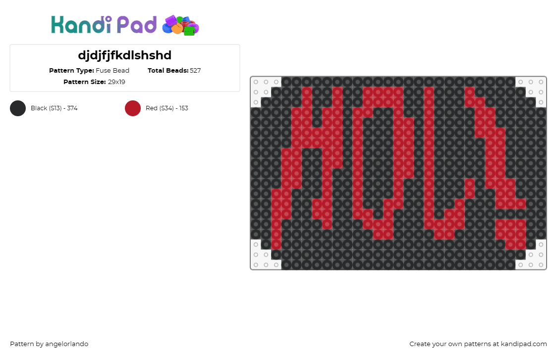 djdjfjfkdlshshd - Fuse Bead Pattern by angelorlando on Kandi Pad - hol!,text,dj,edm,music,red,black