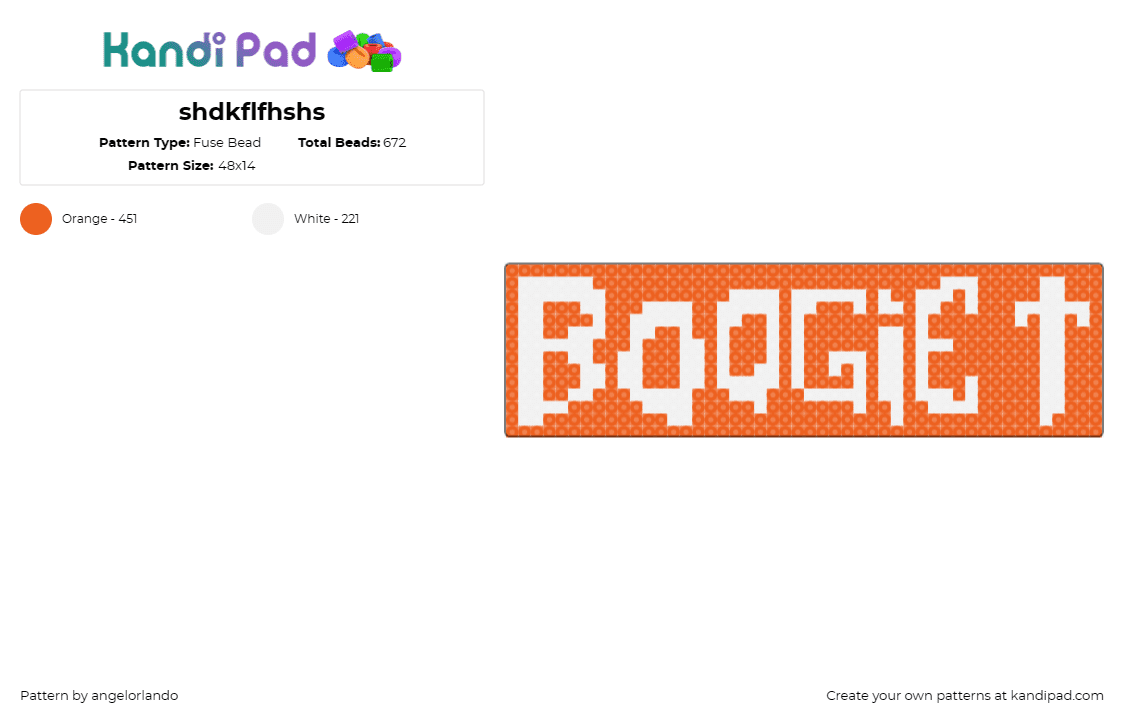 boogie t - Fuse Bead Pattern by angelorlando on Kandi Pad - boogie t,dj,edm,music,sign,white,orange