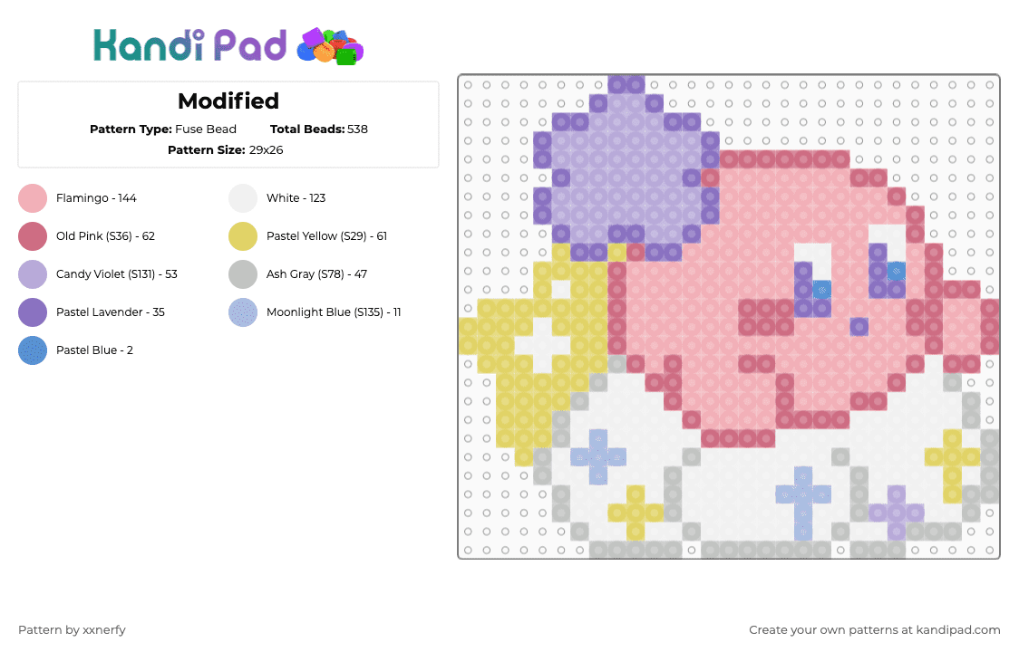 Modified - Fuse Bead Pattern by xxnerfy on Kandi Pad - pink,beige