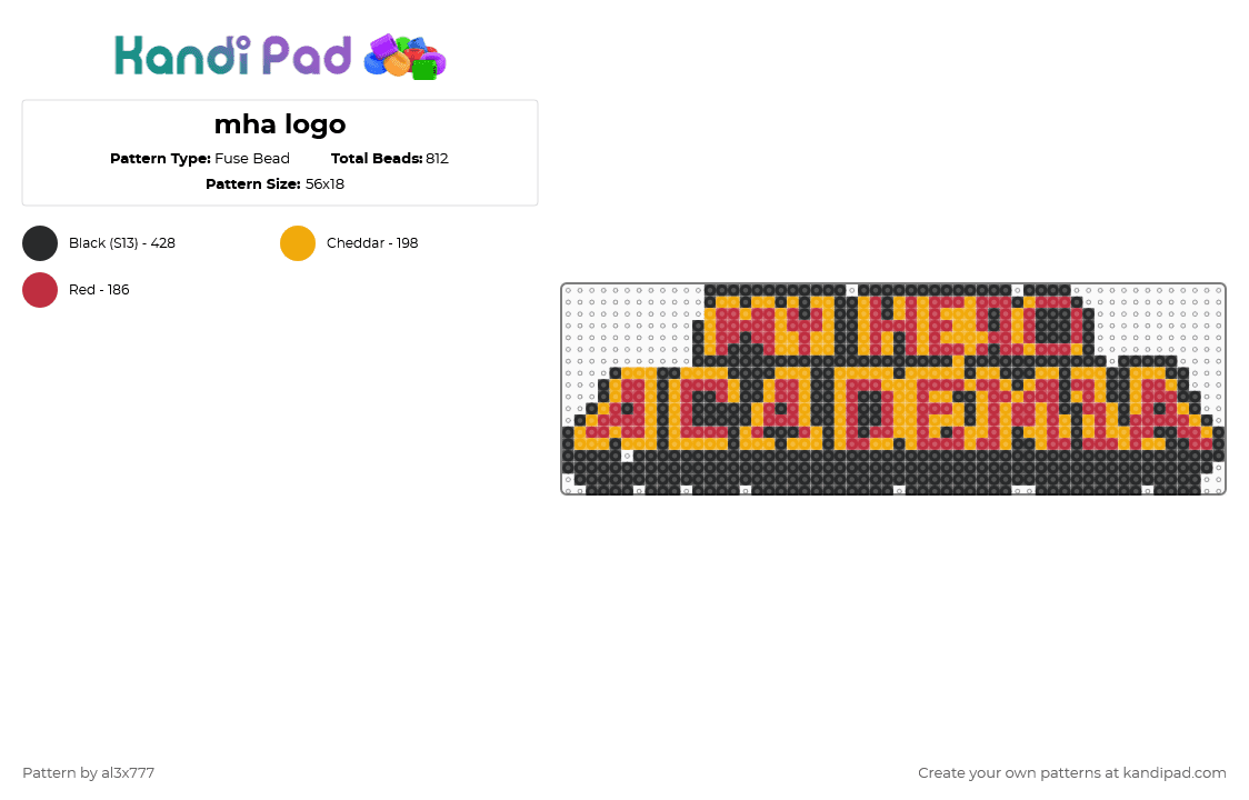 mha logo - Fuse Bead Pattern by al3x777 on Kandi Pad - orange,red