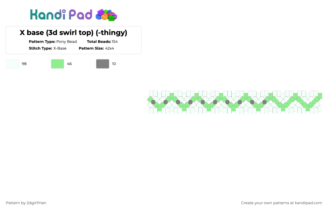X base (3d swirl top) (-thingy) - Pony Bead Pattern by 2dgirlfrien on Kandi Pad - teal, white