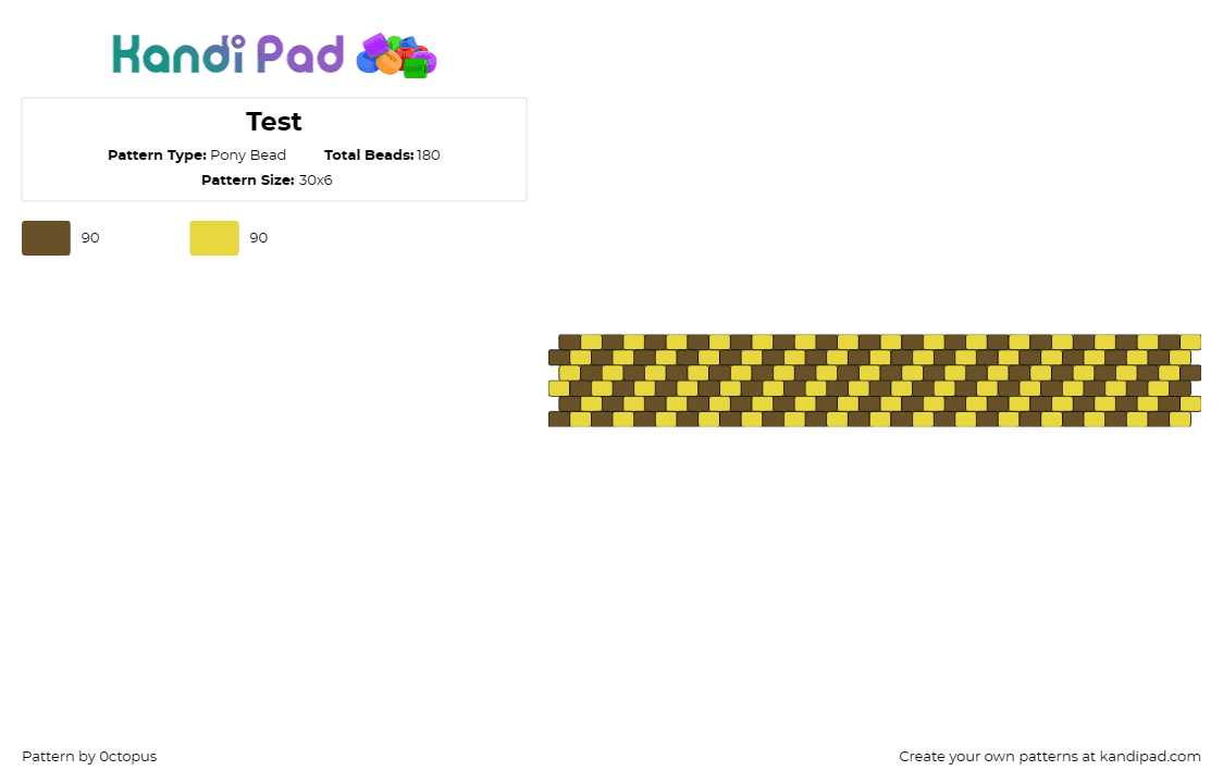 Test - Pony Bead Pattern by 0ctopus on Kandi Pad - bumble bee,caution,stripes,cuff,standout,bold,warning,yellow,brown