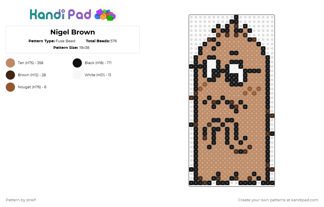 Nigel Brown - Fuse Bead Pattern by streif on Kandi Pad - tan